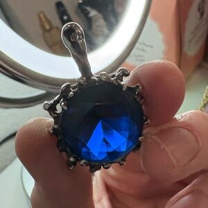 Adina stone sapphire vintage Pendant, sterling silver